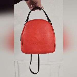 Divina Firenze Orange And Brown Leather Handbag